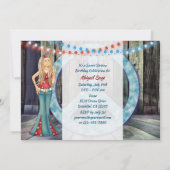 Invitation Hippie fille, signe de paix, lumières douce 16 Ann (Dos)