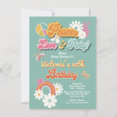 Invitation Hippie Flower Power les années 70 60s Anniversaire (Devant)