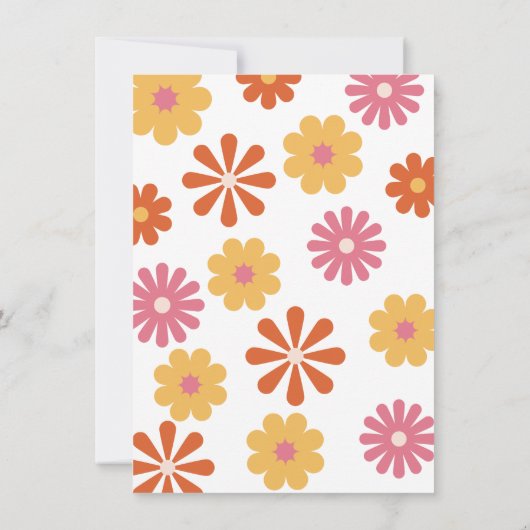 Invitation Hippie Flower Power les années 70 60s fête d'anniv (Dos)