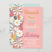 Invitation Hippie Flower Power les années 70 60s fête d'anniv (Devant / Derrière)