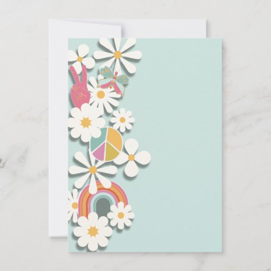 Invitation Hippie Flower Power les années 70 60s fête d'anniv (Dos)