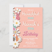 Invitation Hippie Flower Power les années 70 60s fête d'anniv (Devant)