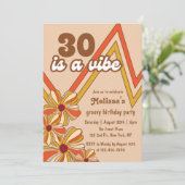 Invitation Hippie Flower Retro les années 70 Zigzag 30e anniv (Debout devant)