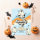 Invitation HIPPIE Ghost retro Halloween Éffrayant Un bleu