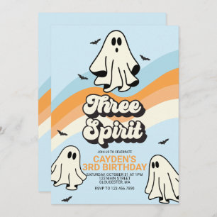 Invitation Hippie Halloween Rétro fantôme Trois Esprit