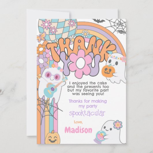 Invitation Hippie Halloween Thank You Card (Devant)