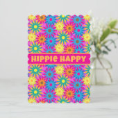 Invitation Hippie Happy 1960s Retro Theme Flower Power Party (Debout devant)