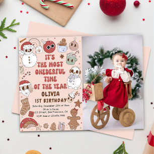 Invitation Hippie Noël Obéissant Premier anniversaire Photo