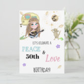 Invitation * Hippie Paix & Amour Camping Parties scintillant  (Debout devant)