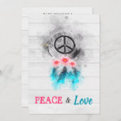 Invitation *~ Hippie Peace Love 60's Baby Neutral Douche (Devant / Derrière)