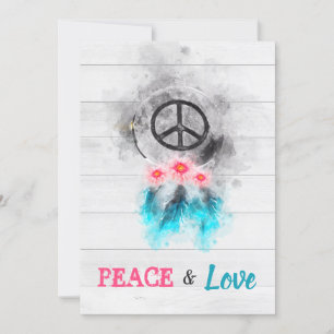 Invitation *~ Hippie Peace Love 60's Baby Neutral Douche