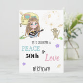 Invitation * Hippie Peace & Love Camping Anniversaire Invitat (Debout devant)