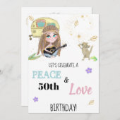 Invitation * Hippie Peace & Love Camping Anniversaire Invitat (Devant / Derrière)