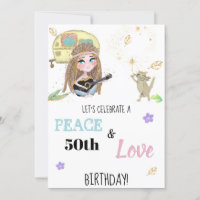 * Hippie Peace & Love Camping Anniversaire Invitat