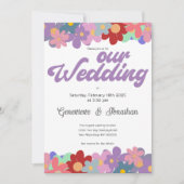 Invitation Hippie QR code fleur puissance funky mariage super (Devant)