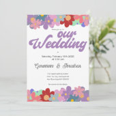 Invitation Hippie QR code fleur puissance funky mariage super (Debout devant)
