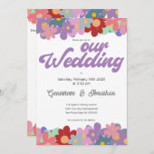 Invitation Hippie QR code fleur puissance funky mariage super (Devant / Derrière)