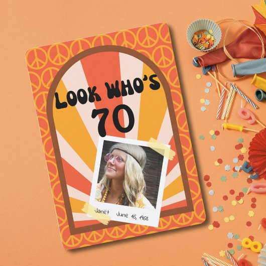 Invitation Hippie rétro Lever de soleil personnalisés Anniver