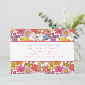 Invitation Hippie rétro Rainbow Flower Garden Fête des mariée (Debout devant)