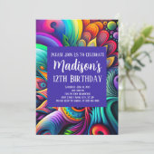 Invitation Hippie Super colorée Anniversaire (Debout devant)