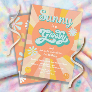 Invitation Hippie Super Fleur de soleil fête d'anniversaire