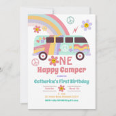 Invitation Hippie Van One Happy Camper Premier Anniversaire (Devant)