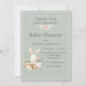 Invitation Hippity Hop Bunny Aquarelle Baby shower moderne (Devant)
