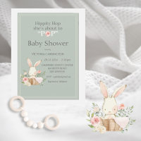Hippity Hop Bunny Aquarelle Baby shower moderne