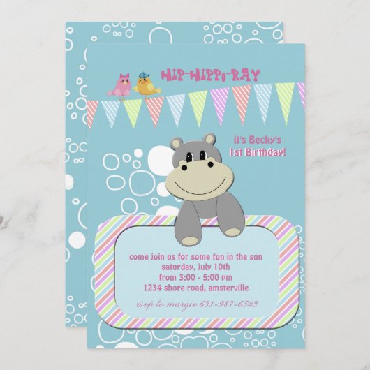 Invitation hippo (Devant / Derrière)