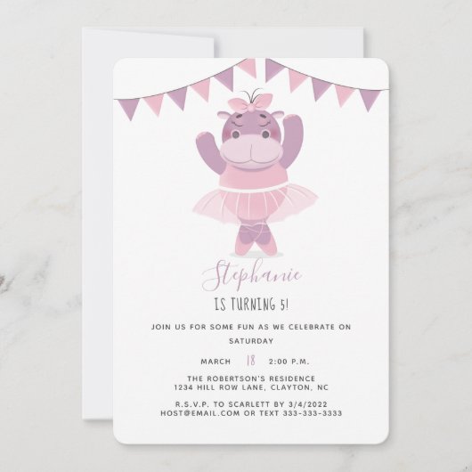 Invitation Hippo Ballerina (Devant)