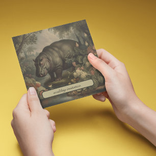 Invitation Hippo botanique vintage, personnalisable