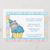 Invitation Hippo et Cupcake (Devant / Derrière)