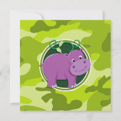 Invitation Hippo mignon ; camo vert vif, camouflage (Devant)