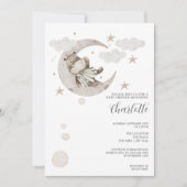 Invitation Hippo mignon sur le Baby shower de la Lune (Devant)