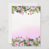 Invitation Hippo perles rose floral fille anniversaire (Dos)