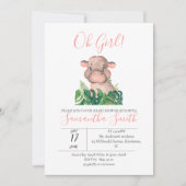 Invitation Hippo rose Baby shower Jungle (Devant)
