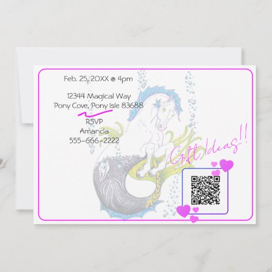 Invitation Hippocampe (crâne) (Dos)