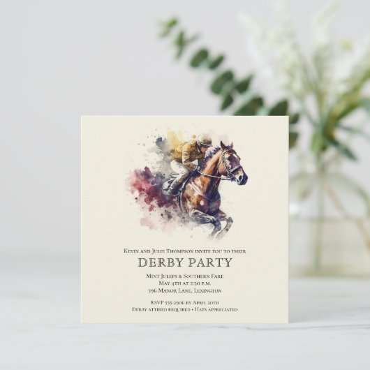 Invitation Hippocampe d'aquarelle Derby (Debout devant)