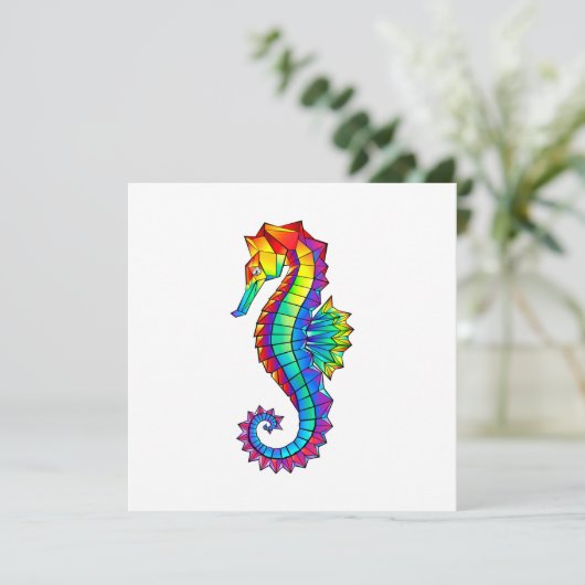 Invitation Hippocampe polygonal arc-en-ciel (Debout devant)