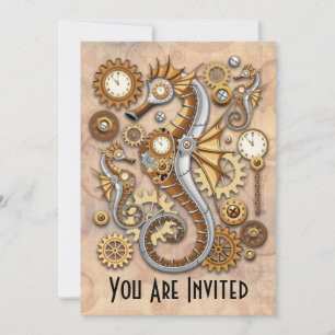 Invitation Hippocampe Steampunk Art Suréaliste Vintage