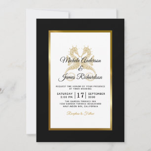 Invitation Hippocampes Tropical Gold Mariage Élégant