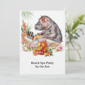 Invitation Hippopotame en bikini Manucure Beauté côtière spa (Debout devant)