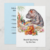 Invitation Hippopotame en bikini Manucure Beauté côtière spa (Devant / Derrière)