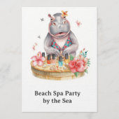Invitation Hippopotame en bikini Manucure Beauté côtière spa (Devant)