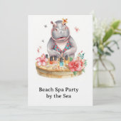 Invitation Hippopotame en bikini Manucure Beauté côtière spa (Debout devant)