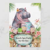 Invitation Hippopotame en bikini Manucure Beauté côtière spa  (Devant)