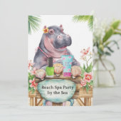 Invitation Hippopotame en bikini Manucure Beauté côtière spa  (Debout devant)
