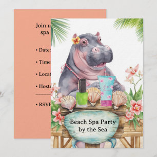 Invitation Hippopotame en bikini Manucure Beauté côtière spa 