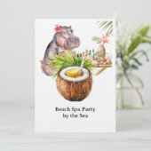 Invitation Hippopotame en bikini Manucure Beauté côtière spa (Debout devant)