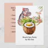 Invitation Hippopotame en bikini Manucure Beauté côtière spa (Devant / Derrière)
